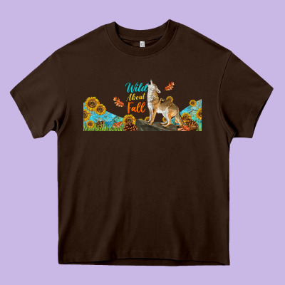 Wild About Fall Coyote Heavy Core Tee Designed By Lillyallendesigns
