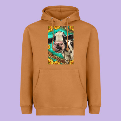 Western Holstein Cow Heavyweight Hoodie Designed By Lillyallendesigns