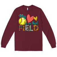 Burgundy my heart is on that field softball Long Sleeve Tee - HRA Design Shop