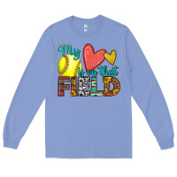 Colony Blue my heart is on that field softball Long Sleeve Tee - HRA Design Shop