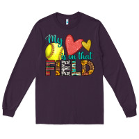 Plum my heart is on that field softball Long Sleeve Tee - HRA Design Shop
