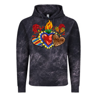 Cloud Black Sacred heart with leopard and serape heart Vintage Hoodie - RanaPortraitStore
