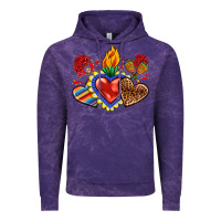 Cloud Purple Sacred heart with leopard and serape heart Vintage Hoodie - RanaPortraitStore