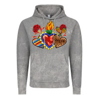 Cloud Rock Sacred heart with leopard and serape heart Vintage Hoodie - RanaPortraitStore