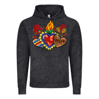 Vintage Black Sacred heart with leopard and serape heart Vintage Hoodie - RanaPortraitStore