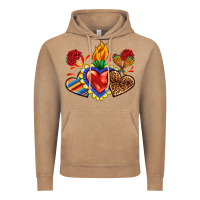 Vintage Coffee Sacred heart with leopard and serape heart Vintage Hoodie - RanaPortraitStore