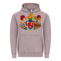 Sacred Heart With Leopard And Serape Heart Vintage Hoodie | Teevron