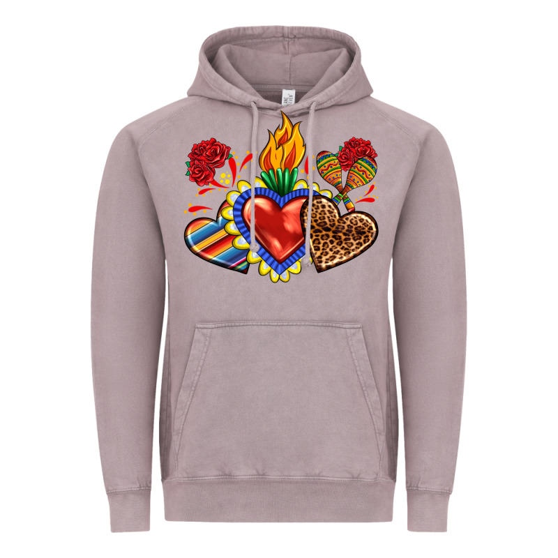 Sacred Heart With Leopard And Serape Heart Vintage Hoodie by RanaPortraitStore | Teevron