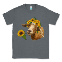 Charcoal Heather goat with sunflower Classic Tee - RanaPortraitStore