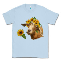 Dusty Blue goat with sunflower Classic Tee - RanaPortraitStore