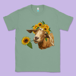 Goat With Sunflower Classic Tee Designed By Ranaportraitstore