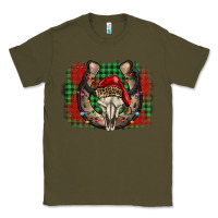 Army Green christmas horseshoe bull skull Classic Tee - BarkalooDesign