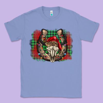 Christmas Horseshoe Bull Skull Classic Tee Designed By Barkaloodesign