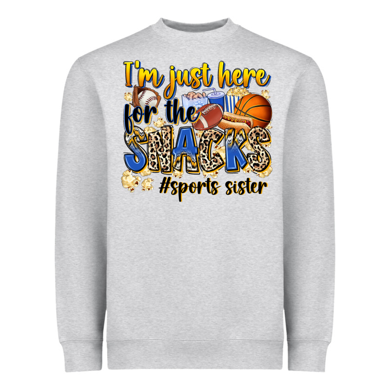Im Just Here For The Snacks Sports Sister Heavyweight Sweatshirt by Zillion Design Studio | Teevron
