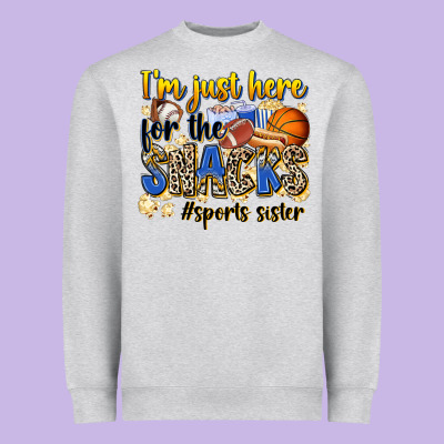 Im Just Here For The Snacks Sports Sister Heavyweight Sweatshirt Designed By Zillion Design Studio