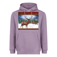 Lavender christmas reindeer red barn country farm christmas Heavyweight Hoodie - BarkalooDesign