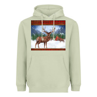 Matcha christmas reindeer red barn country farm christmas Heavyweight Hoodie - BarkalooDesign