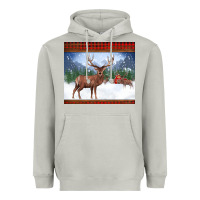 Moon Dust christmas reindeer red barn country farm christmas Heavyweight Hoodie - BarkalooDesign