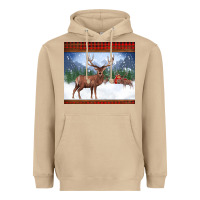 Mushroom christmas reindeer red barn country farm christmas Heavyweight Hoodie - BarkalooDesign