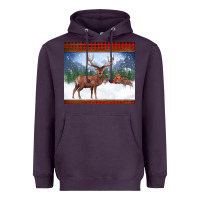 Plum christmas reindeer red barn country farm christmas Heavyweight Hoodie - BarkalooDesign