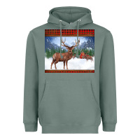 Sage christmas reindeer red barn country farm christmas Heavyweight Hoodie - BarkalooDesign