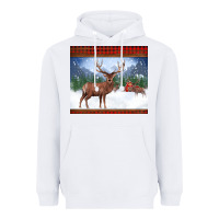 White christmas reindeer red barn country farm christmas Heavyweight Hoodie - BarkalooDesign