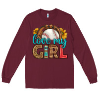 Burgundy love my girl baseball Long Sleeve Tee - HRA Design Shop