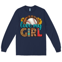 Navy love my girl baseball Long Sleeve Tee - HRA Design Shop