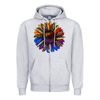 Heather Grey pride sunflower Zipper Hoodie - JahusDesignShop