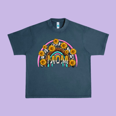 Mom With Sunflower Rainbow Mothers Day Urban Heavy Tee Designed By Texasbilliewilder