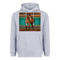 Heather Grey western horse serape  leather leopard Heavyweight Hoodie - BarkalooDesign