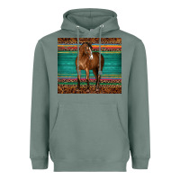Sage western horse serape  leather leopard Heavyweight Hoodie - BarkalooDesign