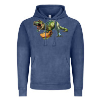 Vintage Denim T-Rex dinosaur holding a taco Vintage Hoodie - RanaPortraitStore
