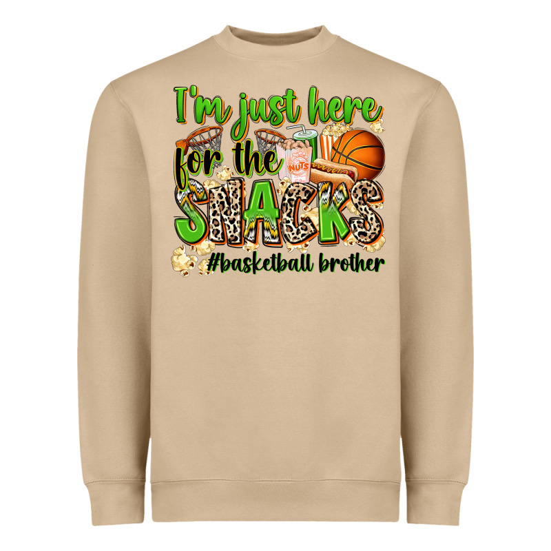 Im Just Here For The Snacks Basketball Brother Heavyweight Sweatshirt by Zillion Design Studio | Teevron