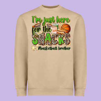 Im Just Here For The Snacks Basketball Brother Heavyweight Sweatshirt Designed By Zillion Design Studio