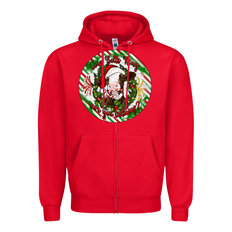 Christmas Cow Bells Ring Are You Listening Zipper Hoodie by Artiststas | Teevron