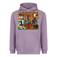 Lavender Farm Animals On An Old Wagon Heavyweight Hoodie - LillyAllenDesigns