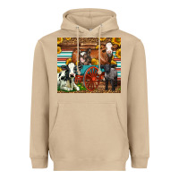 Mushroom Farm Animals On An Old Wagon Heavyweight Hoodie - LillyAllenDesigns