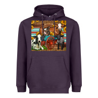 Plum Farm Animals On An Old Wagon Heavyweight Hoodie - LillyAllenDesigns