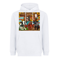 White Farm Animals On An Old Wagon Heavyweight Hoodie - LillyAllenDesigns