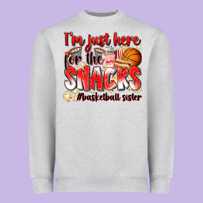 Im Just Here For The Snacks Basketball Sister Heavyweight Sweatshirt Designed By Zillion Design Studio