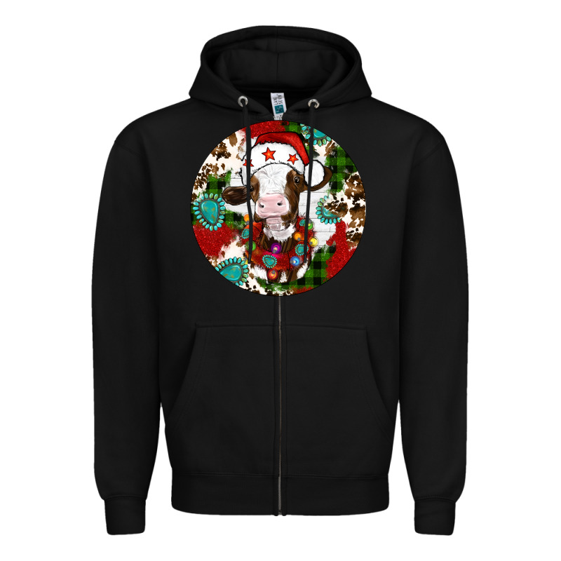 Christmas Cow Gemstone Zipper Hoodie by Artiststas | Teevron