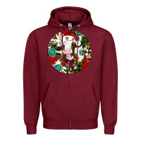 Burgundy Christmas cow gemstone Zipper Hoodie - Artiststas