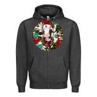 Charcoal Heather Christmas cow gemstone Zipper Hoodie - Artiststas