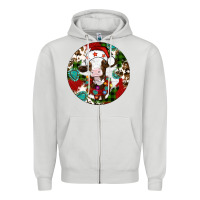 Dove Grey Christmas cow gemstone Zipper Hoodie - Artiststas
