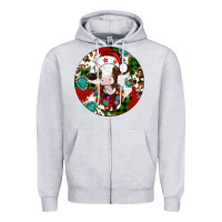 Heather Grey Christmas cow gemstone Zipper Hoodie - Artiststas