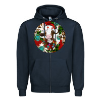 Navy Christmas cow gemstone Zipper Hoodie - Artiststas