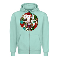 Seafoam Christmas cow gemstone Zipper Hoodie - Artiststas