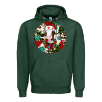Sports Green Christmas cow gemstone Zipper Hoodie - Artiststas