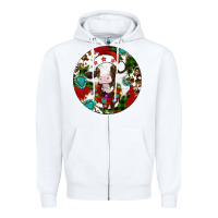 White Christmas cow gemstone Zipper Hoodie - Artiststas